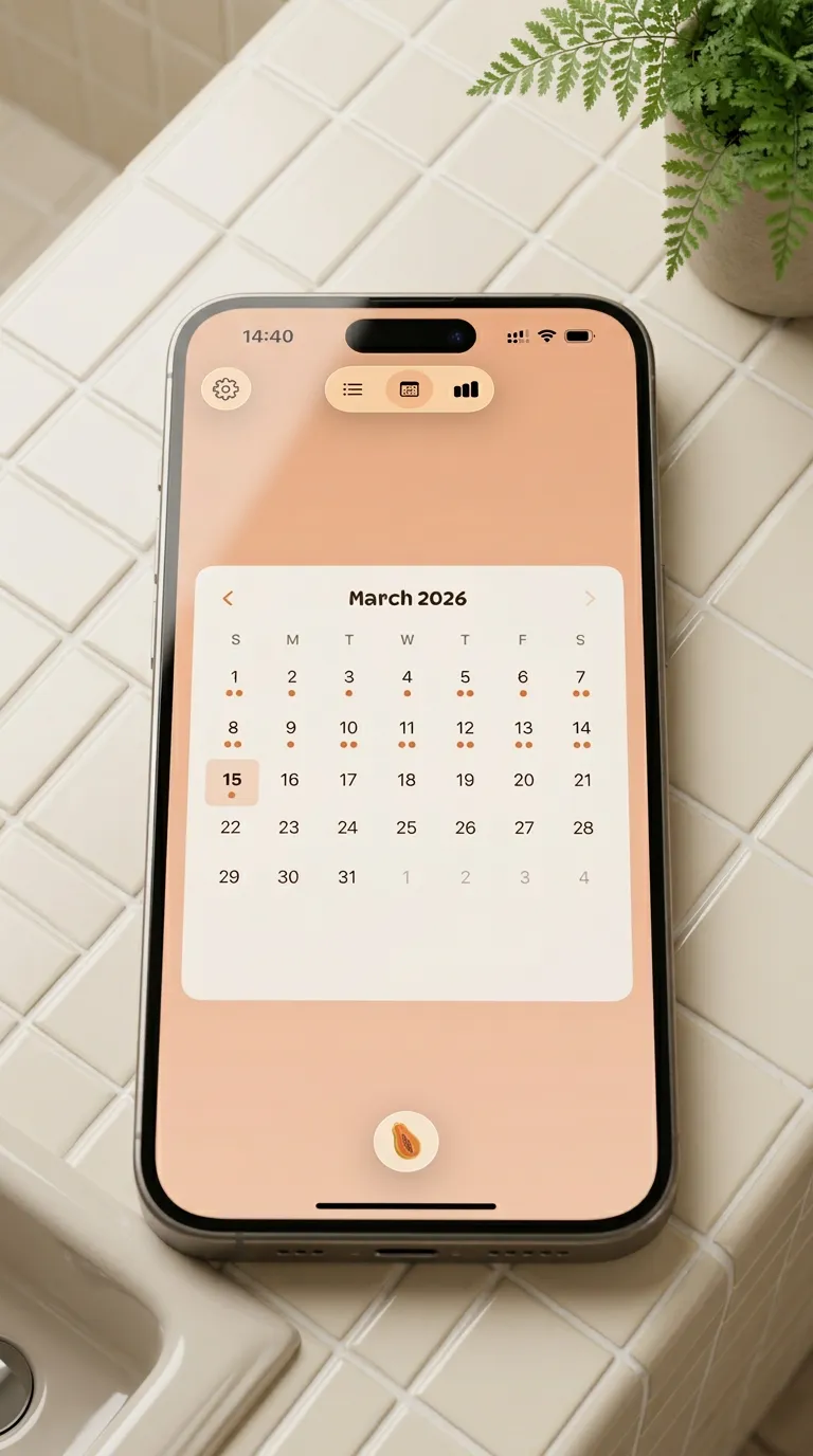 Poopaya app showing a calendar view with tracked bowel movements